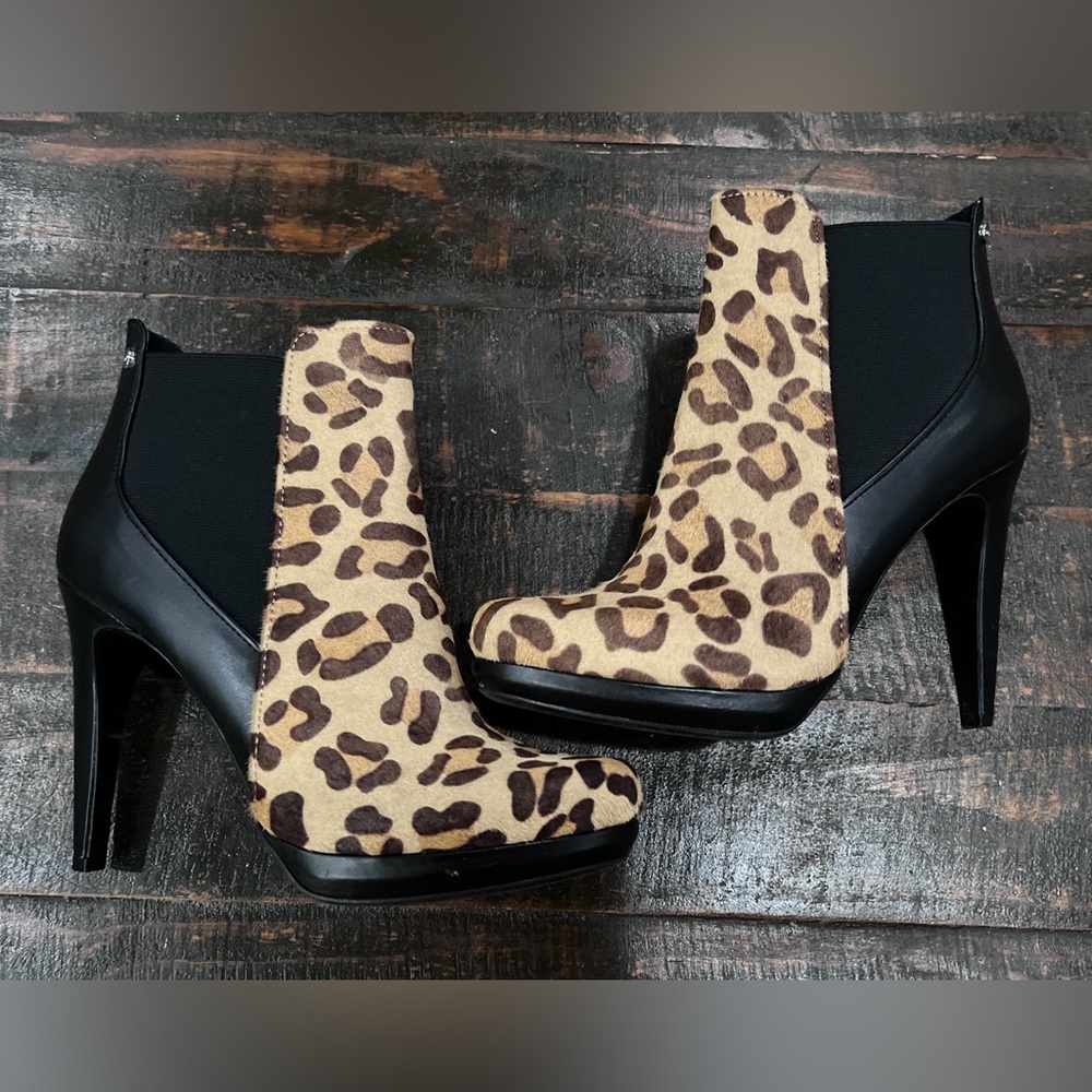 Calvin Klein Collection Leopard Print Ankle Booties - Picture 2 of 10